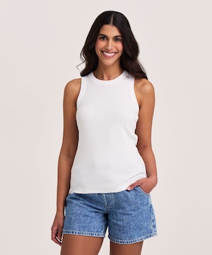 Denver Hayes Women's Semi-Fitted High Neck Rib Tank