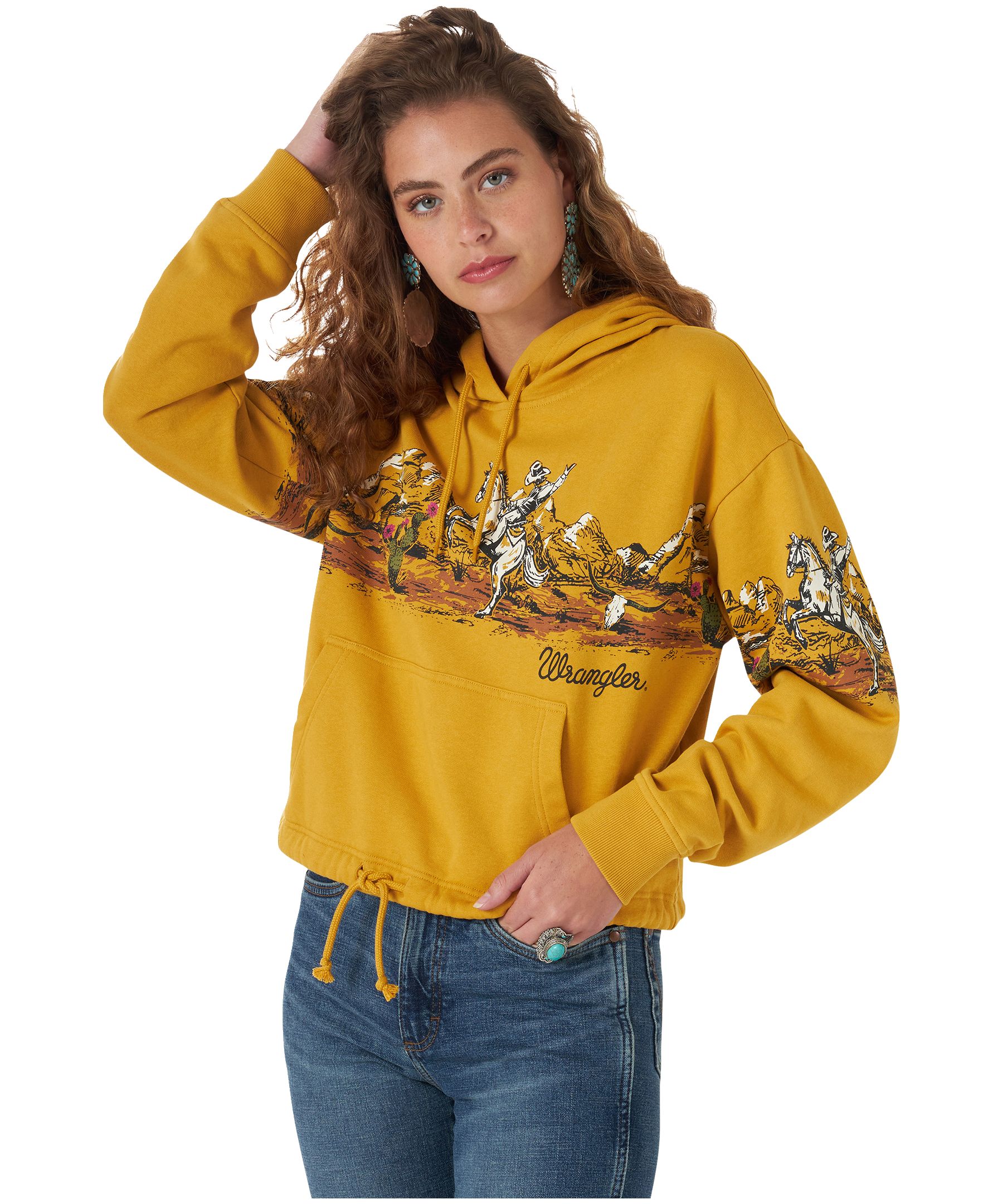 Wrangler Women's Retro Western Cropped Hoodie Sweatshirt