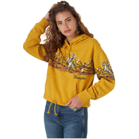 Wrangler Women's Retro Western Cropped Hoodie Sweatshirt Front_Flat