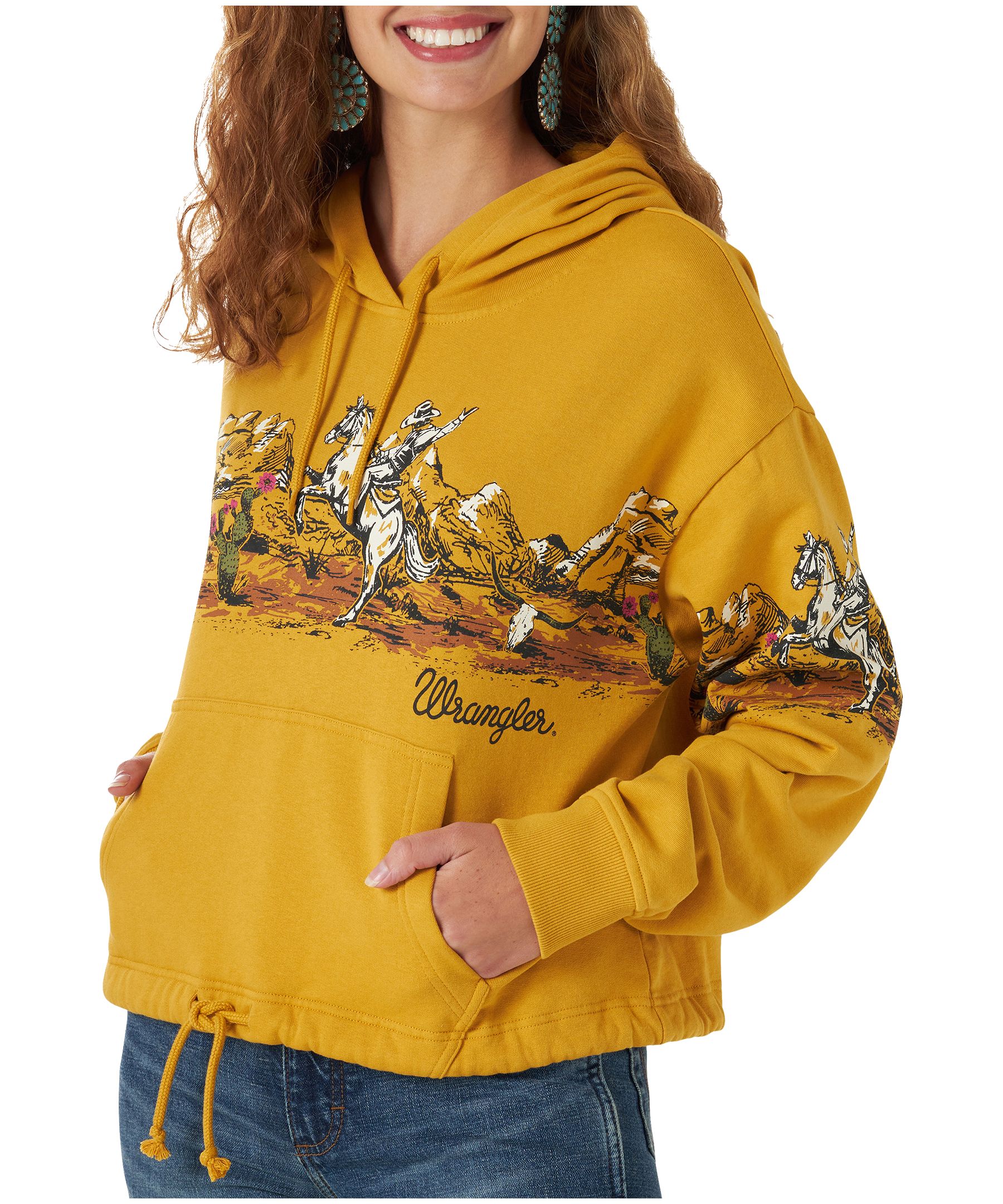 Wrangler Women's Retro Western Cropped Hoodie Sweatshirt