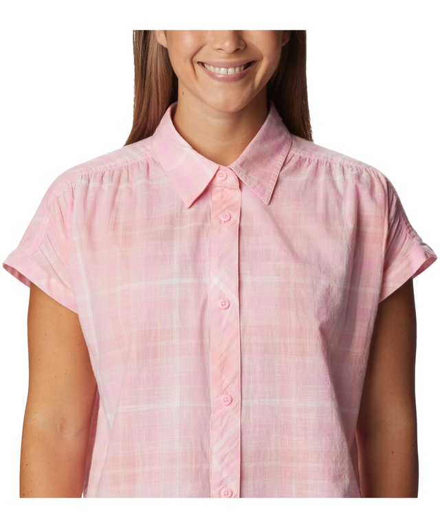 Columbia Women's Camp Henry IV Short Sleeve Button Up Cotton Shirt Marks