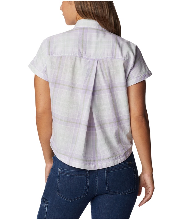 Columbia Women's Camp Henry IV Short Sleeve Button Up Cotton Shirt Marks