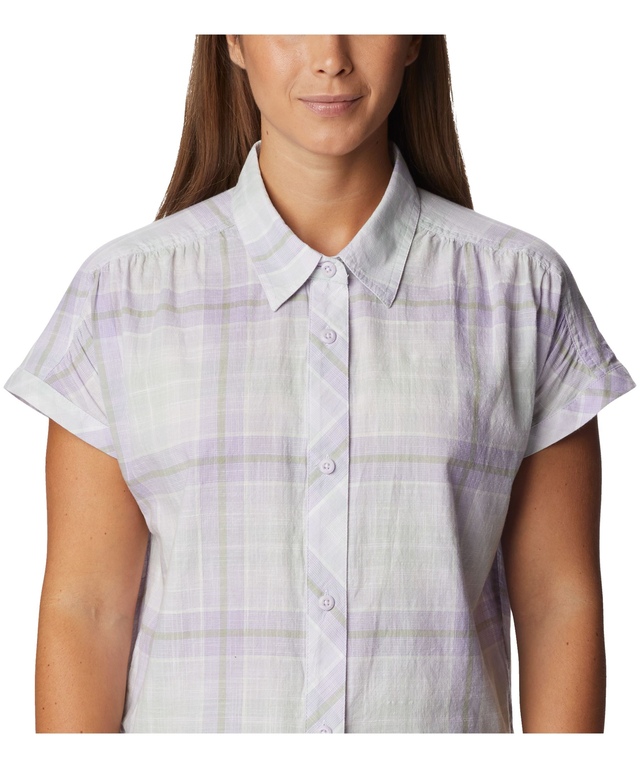 Columbia Women's Camp Henry IV Short Sleeve Button Up Cotton Shirt Marks