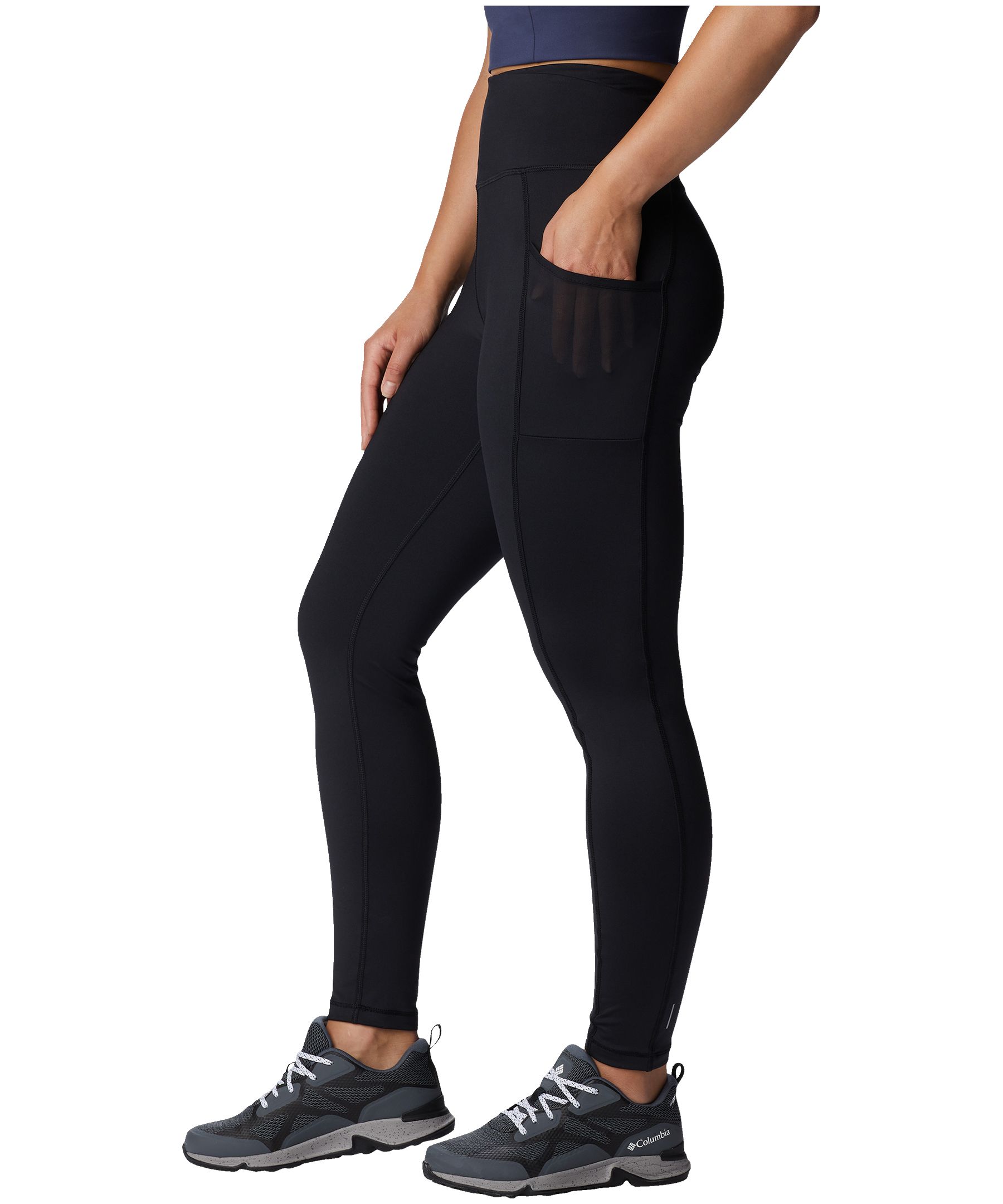 NWT $65 Columbia Omni-Shade UPF Womens Leggings PLUS SIZE PantS BLACK/WHITE  1X