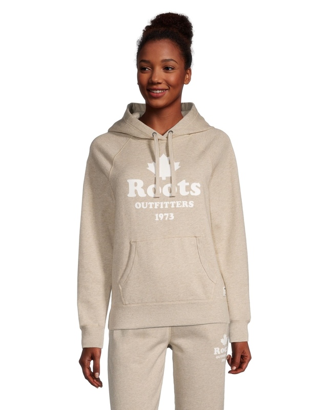 Chandail Roots en molleton à capuche avec poche kangourou pour femmes