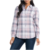 Chemise à carreaux à manches longues avec fronces et combinaison de rose pour femmes, Tessa, Lois Front_Flat