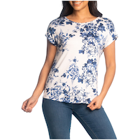 T-shirt à épaules tombantes et à imprimé floral pour femmes, Lois, Maia Front_Flat