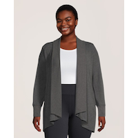 Cardigan ouvert semi-ajusté en bouclette pour femmes, Shambhala Front_Flat