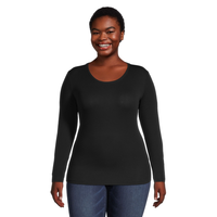 T-shirt ajusté à manches longues et col ras du cou pour femmes, Denver Hayes Front_Flat