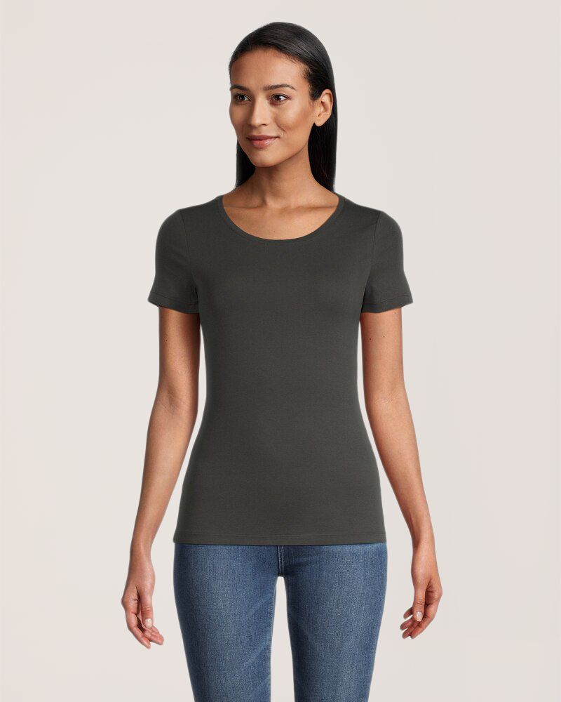 T-shirt ajusté à encolure échancrée pour femmes, Denver Hayes