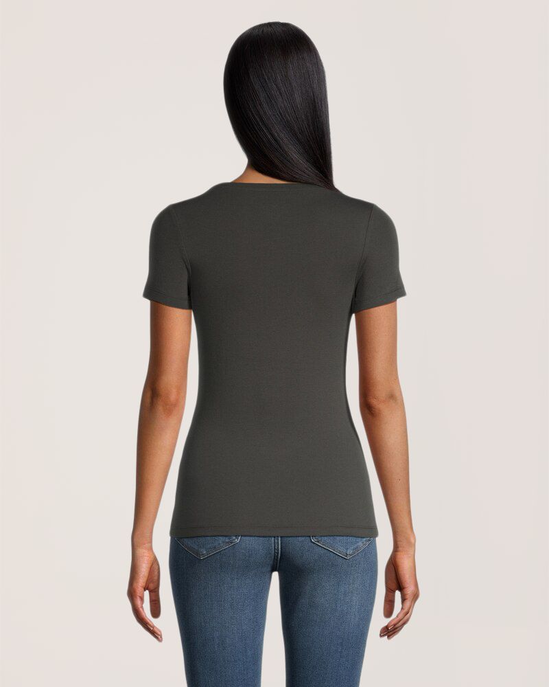 T-shirt ajusté à encolure échancrée pour femmes, Denver Hayes