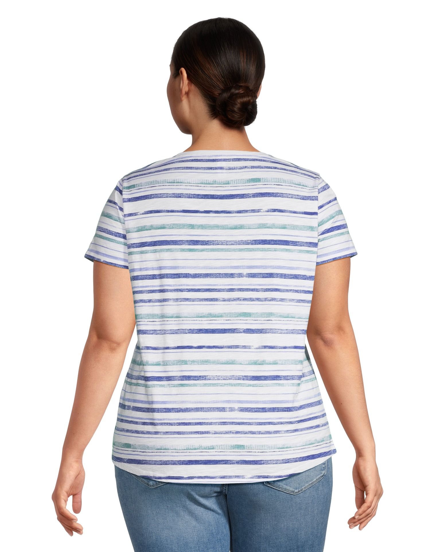 T-shirt à manches courtes et à col arrondi en coton flammé pour femmes, Denver Hayes