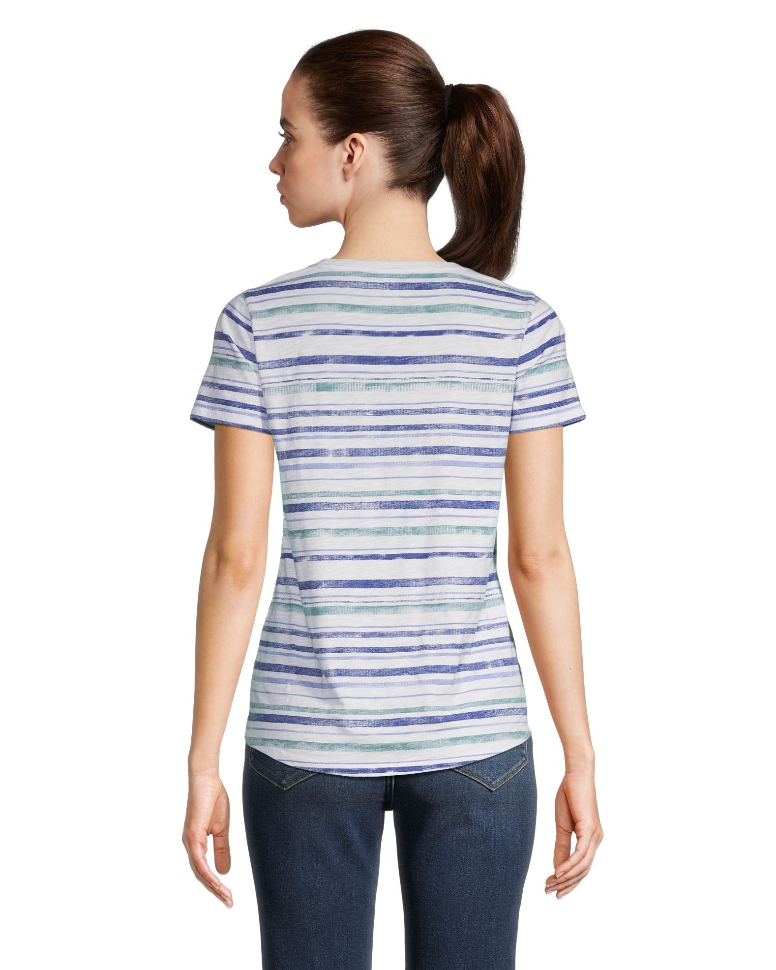 T-shirt à manches courtes et à col arrondi en coton flammé pour femmes, Denver Hayes