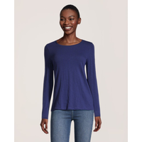 T-shirt semi-ajusté à col ras du cou et à manches longues pour femmes, Denver Hayes Front_Flat