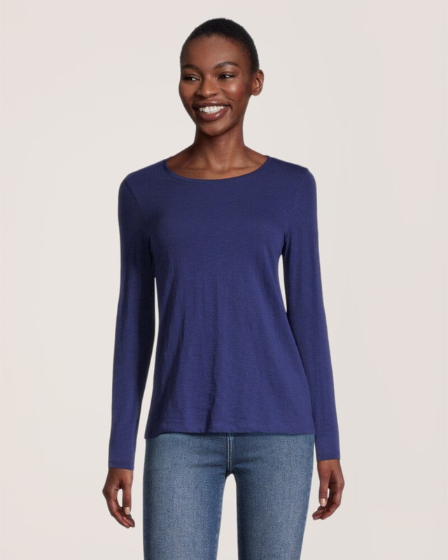 Denver Hayes Women's Semi Fitted Long Sleeve Crewneck T Shirt