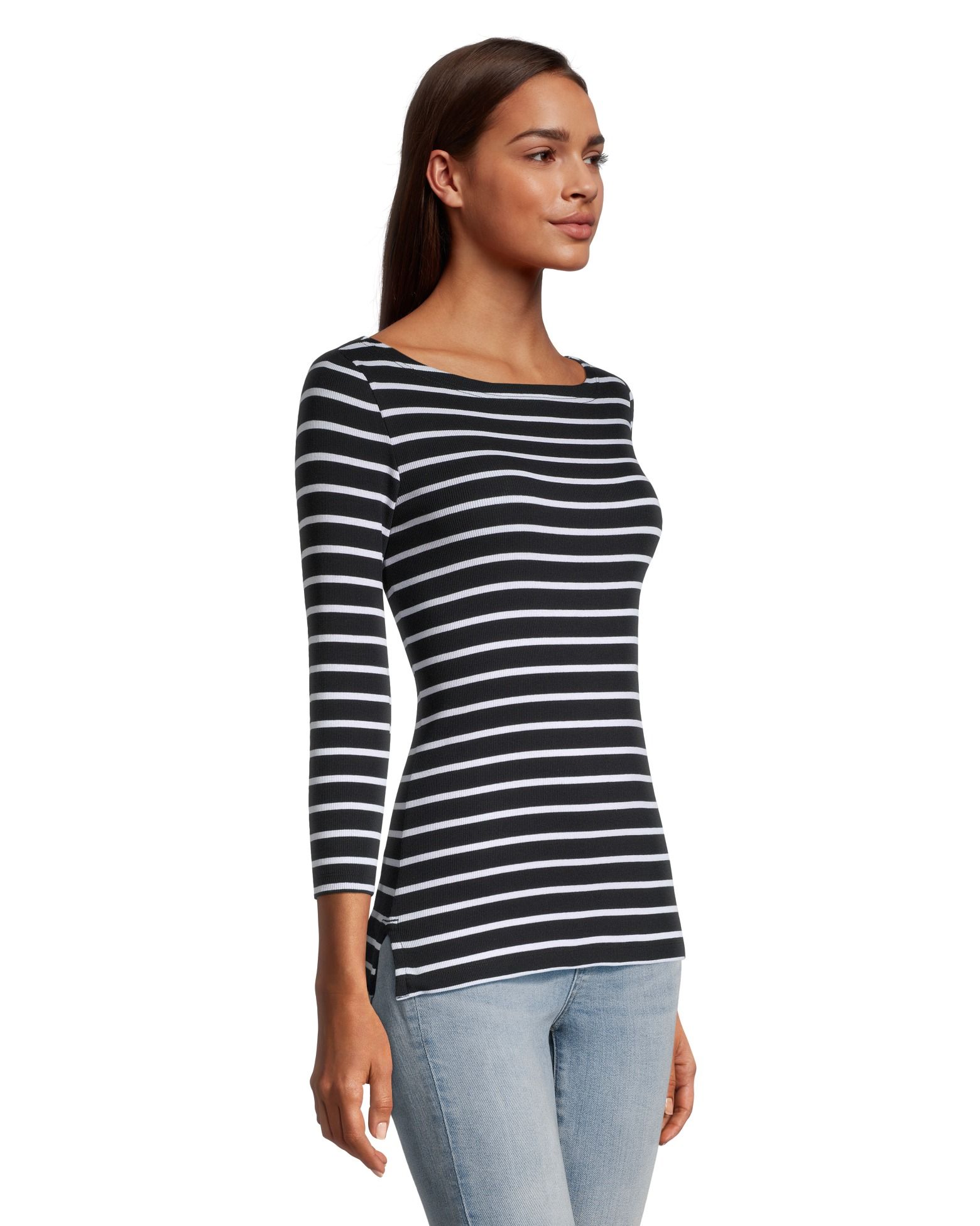 Chandail ajusté à encolure large et à manches trois-quarts pour femmes, Denver Hayes