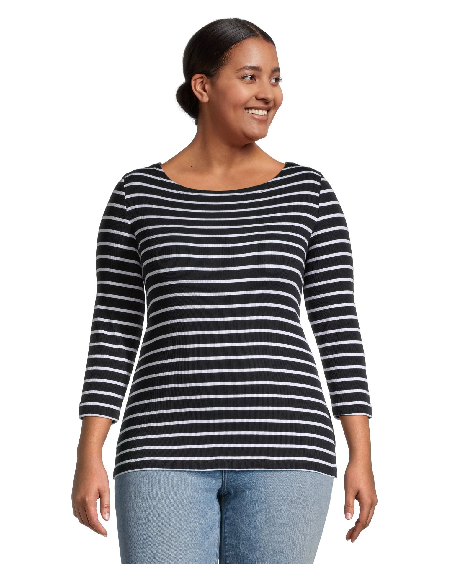 Chandail ajusté à encolure large et à manches trois-quarts pour femmes, Denver Hayes