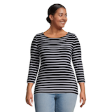 Chandail ajusté à encolure large et à manches trois-quarts pour femmes, Denver Hayes Front_Flat