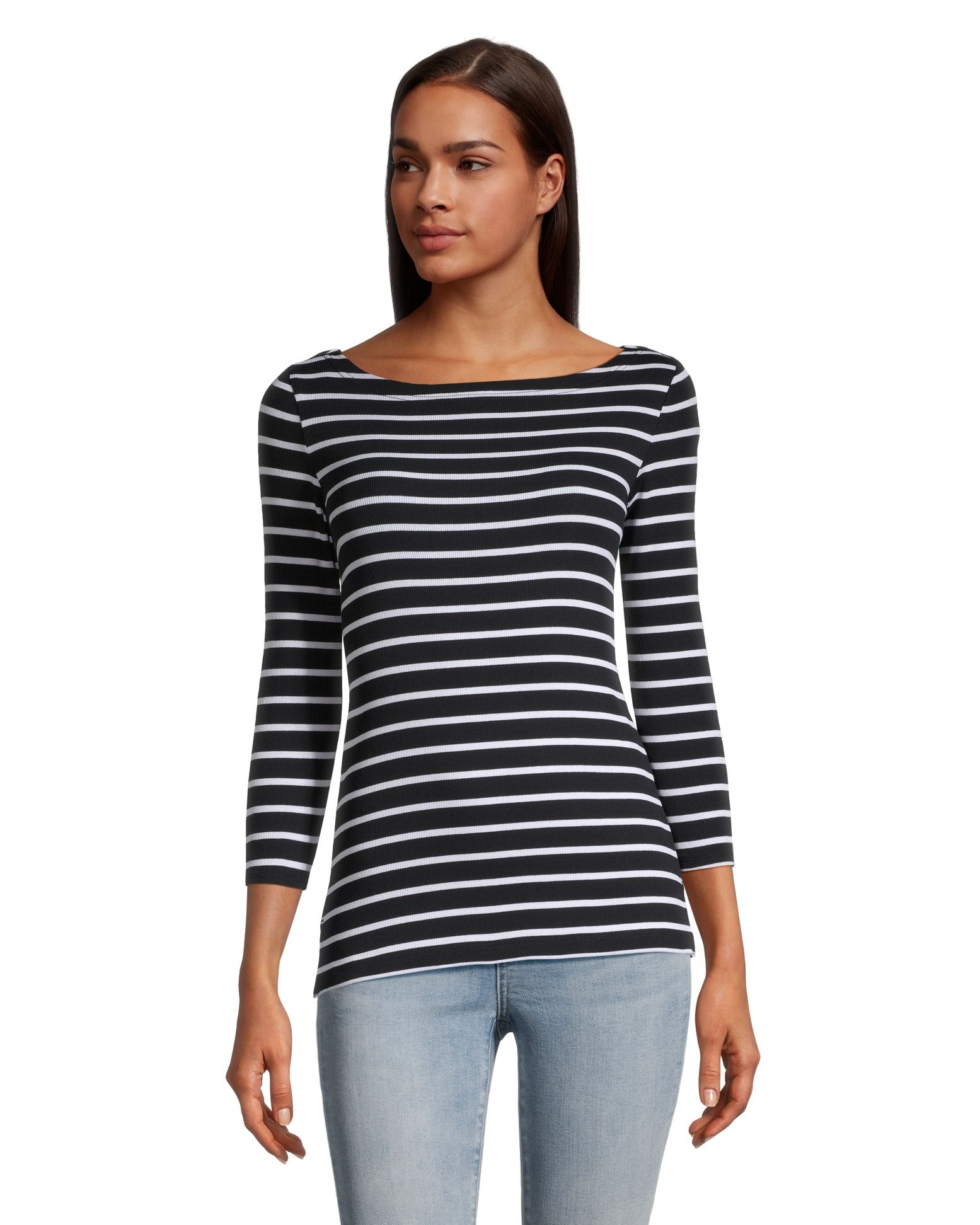 Chandail ajusté à encolure large et à manches trois-quarts pour femmes, Denver Hayes