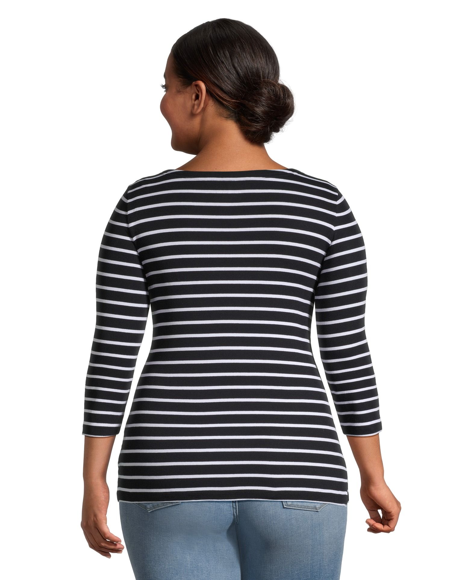 Chandail ajusté à encolure large et à manches trois-quarts pour femmes, Denver Hayes