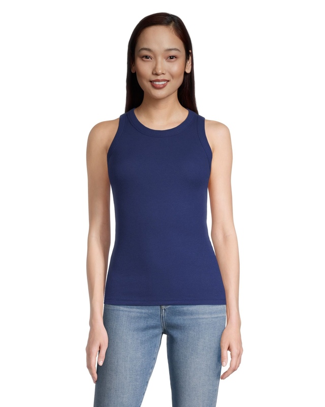 Denver Hayes Women's Fitted High Neck Ribbed Tank Top Marks