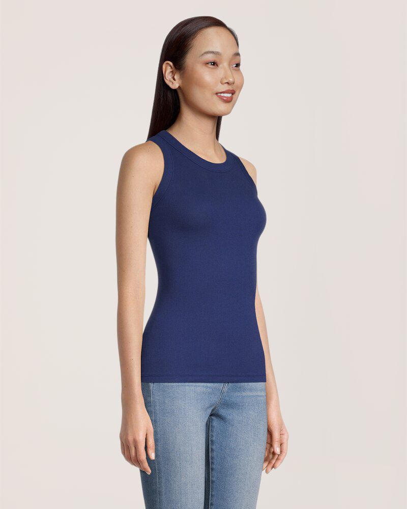 Denver Hayes Women's Fitted High Neck Ribbed Tank Top