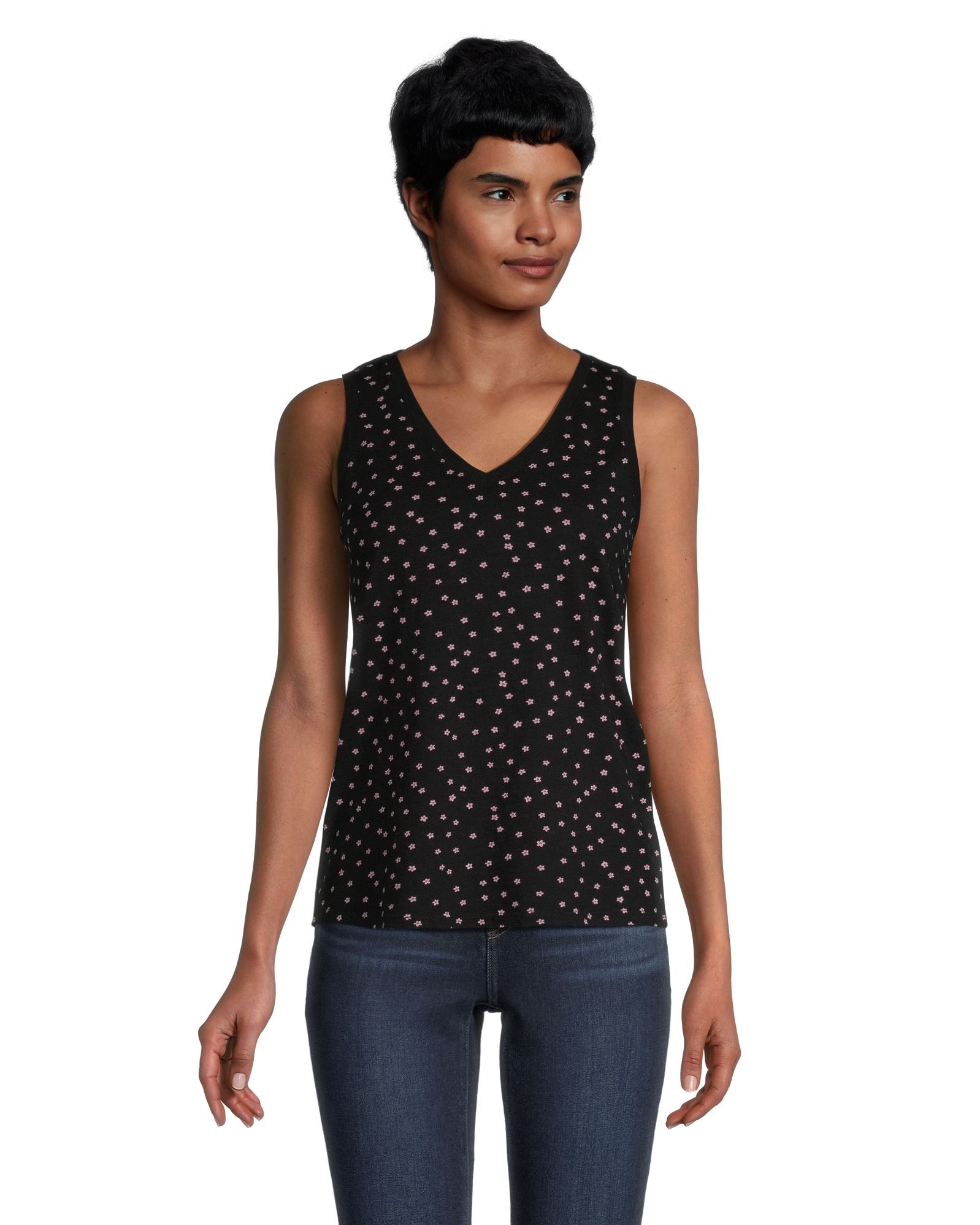 Débardeur en coton flammé à encolure en V pour femmes, Denver Hayes