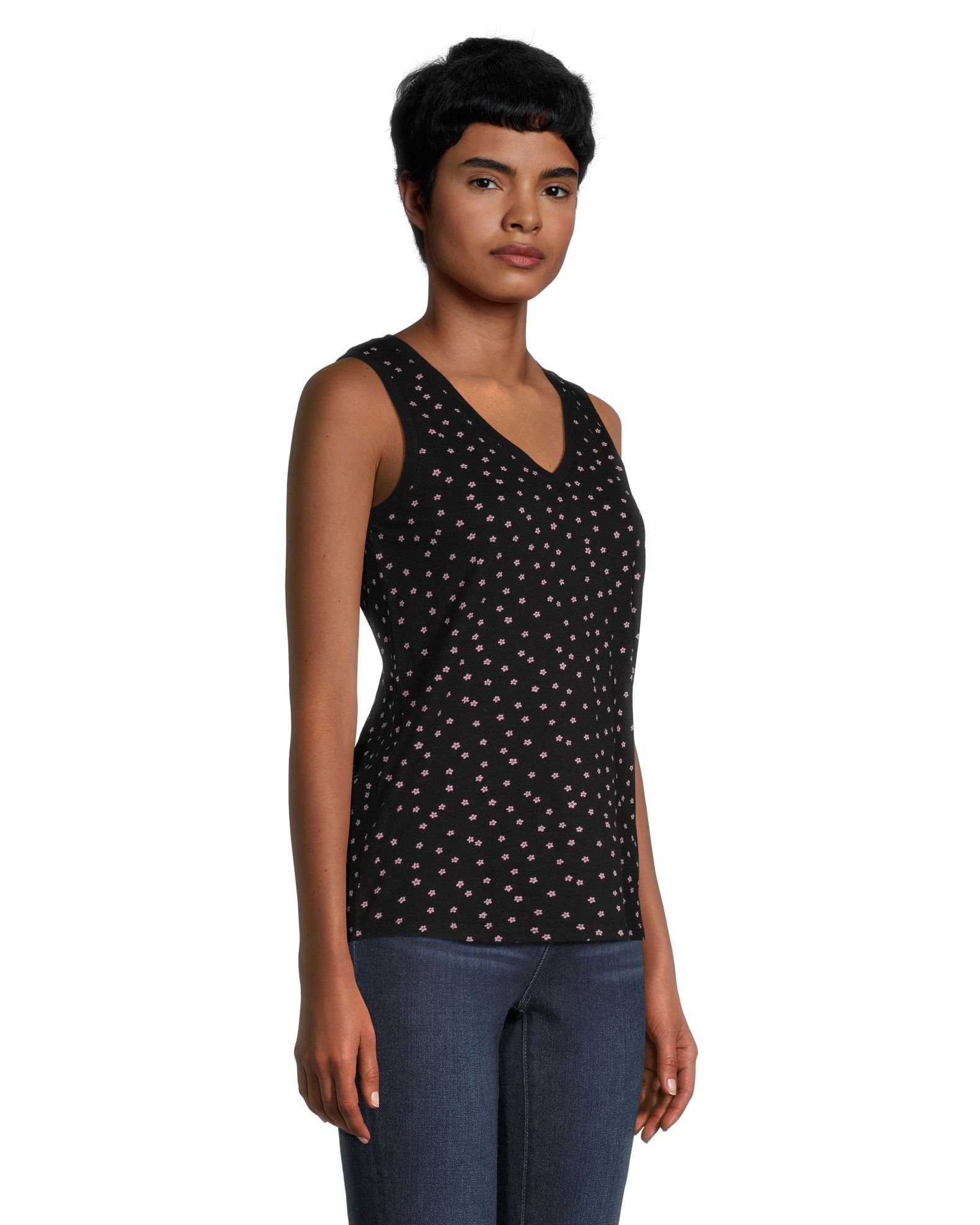 Débardeur en coton flammé à encolure en V pour femmes, Denver Hayes