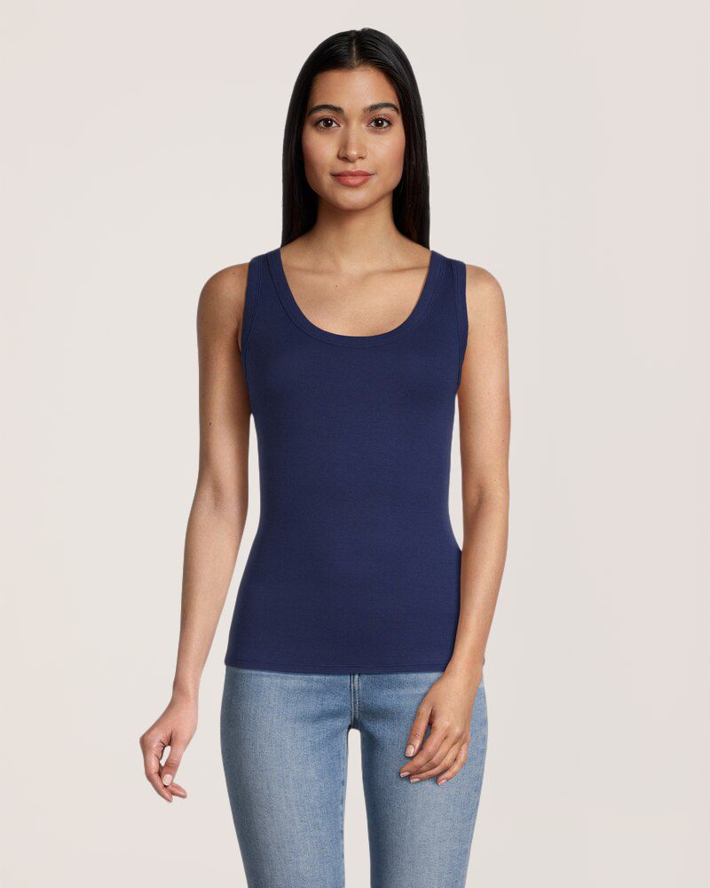 Débardeur ajusté à encolure échancrée en tricot côtelé pour femmes, Denver Hayes