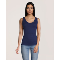 Débardeur ajusté à encolure échancrée en tricot côtelé pour femmes, Denver Hayes Front_Flat