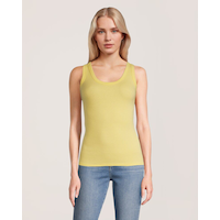 Débardeur ajusté à encolure échancrée en tricot côtelé pour femmes, Denver Hayes Front_Flat