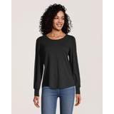 Denver Hayes Women's Semi Fitted Long Sleeve Gathered T Shirt Front_Flat