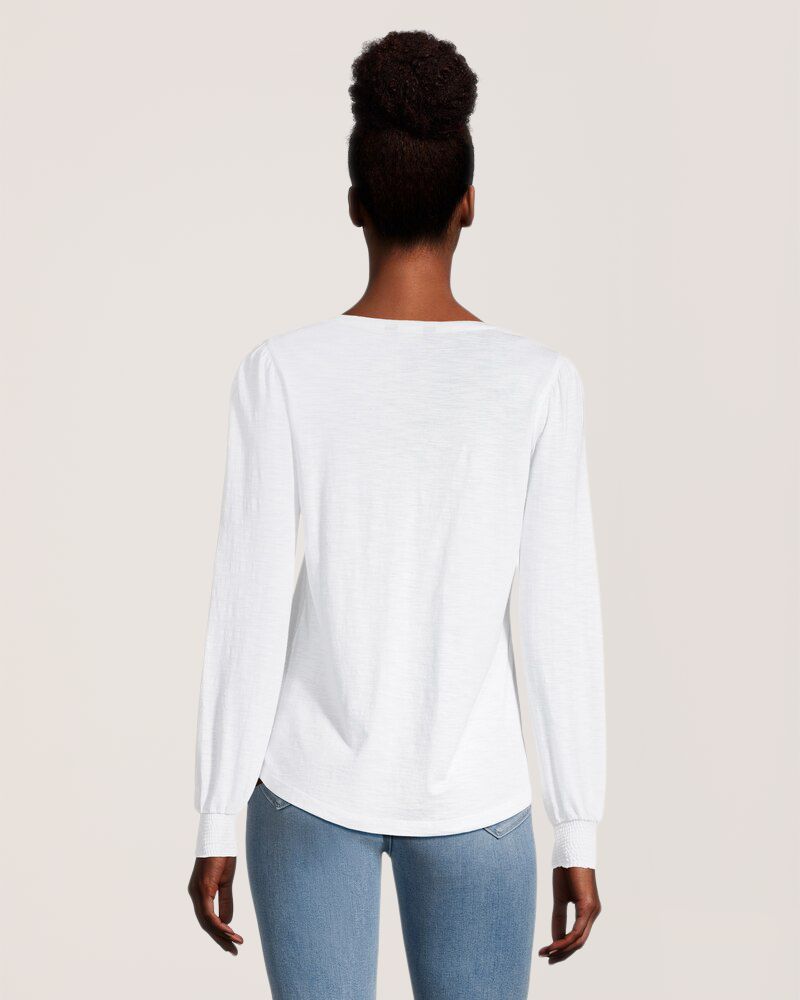 Denver Hayes Women's Semi Fitted Long Sleeve Gathered T Shirt