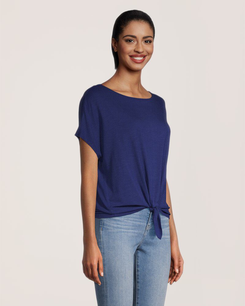 T-shirt de coupe décontractée à devant noué pour femmes, Denver Hayes