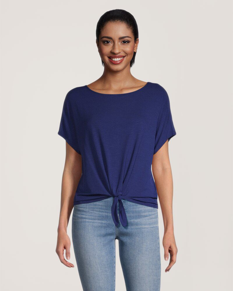 T-shirt de coupe décontractée à devant noué pour femmes, Denver Hayes