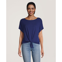 T-shirt de coupe décontractée à devant noué pour femmes, Denver Hayes Front_Flat