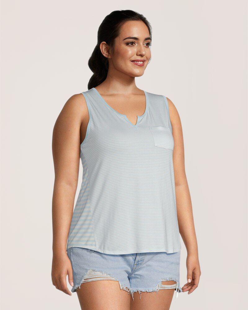 Débardeur à rayures et col cranté pour femmes, FarWest