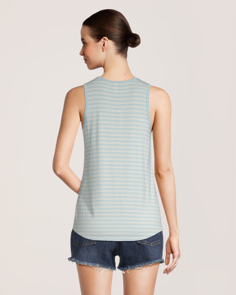 Débardeur à rayures et col cranté pour femmes, FarWest