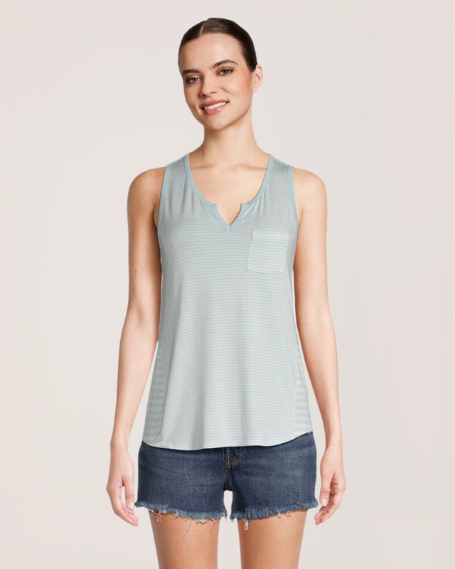 Débardeur à rayures et col cranté pour femmes, FarWest