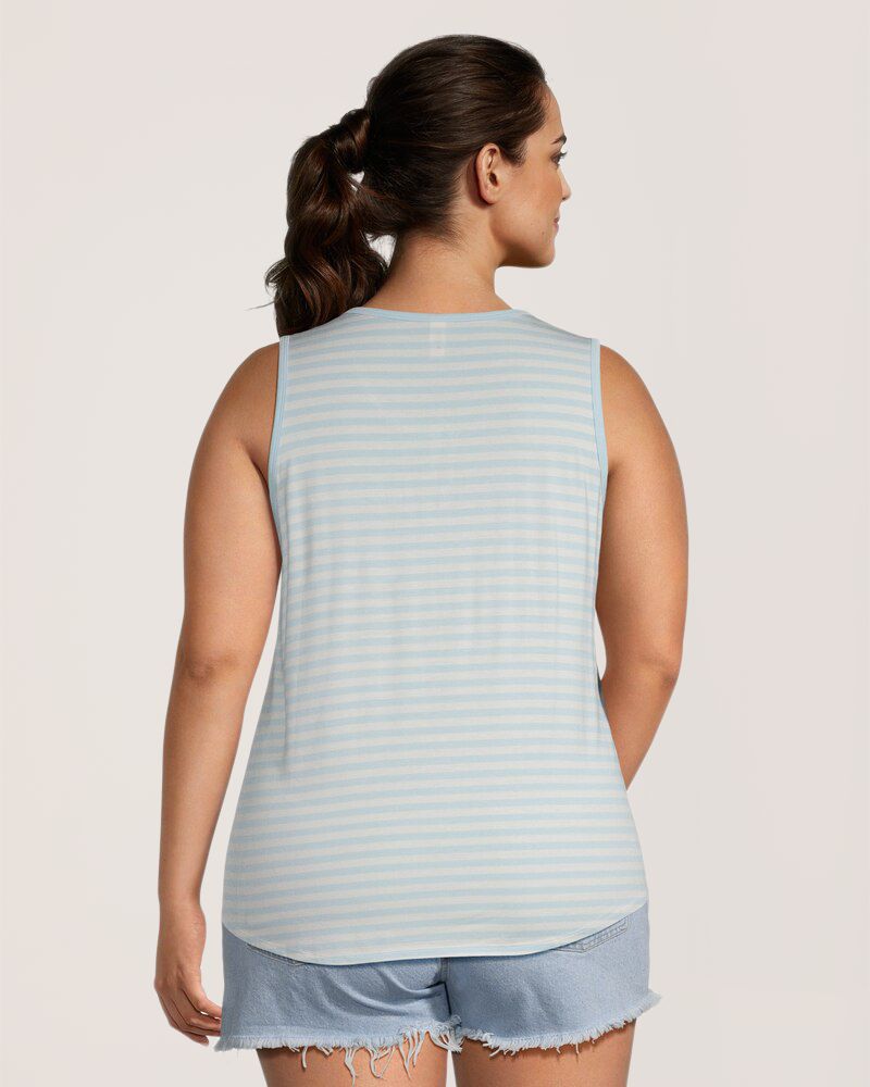 Débardeur à rayures et col cranté pour femmes, FarWest