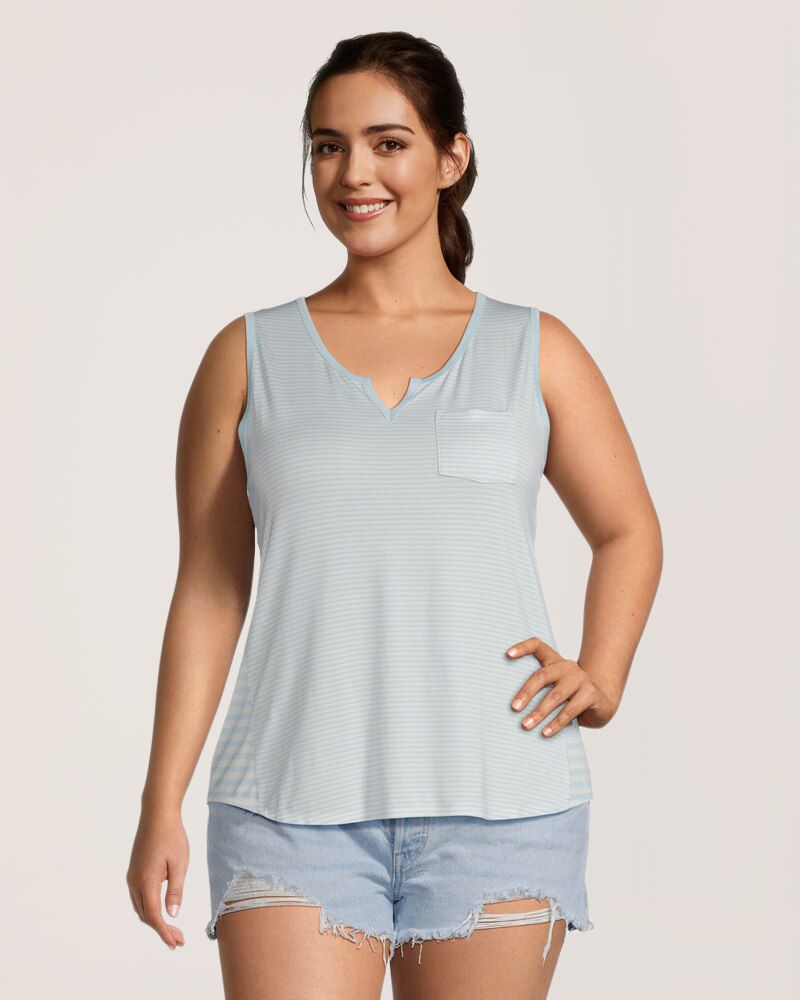 Débardeur à rayures et col cranté pour femmes, FarWest