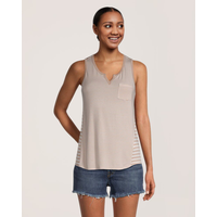 Débardeur à rayures et col cranté pour femmes, FarWest Front_Flat