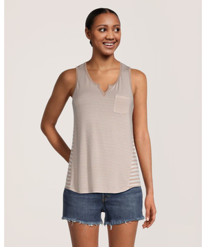 Débardeur à rayures et col cranté pour femmes, FarWest