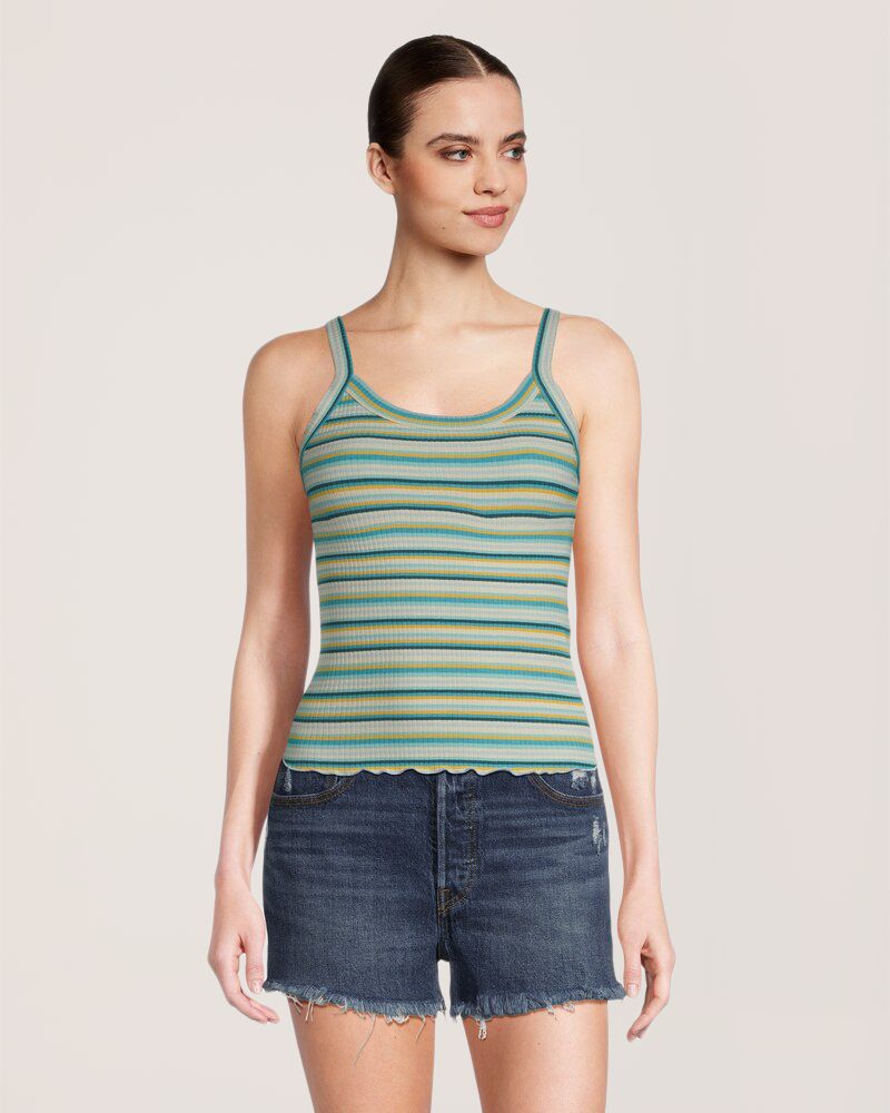 Débardeur côtelé à ourlet surfilé pour femmes, FarWest