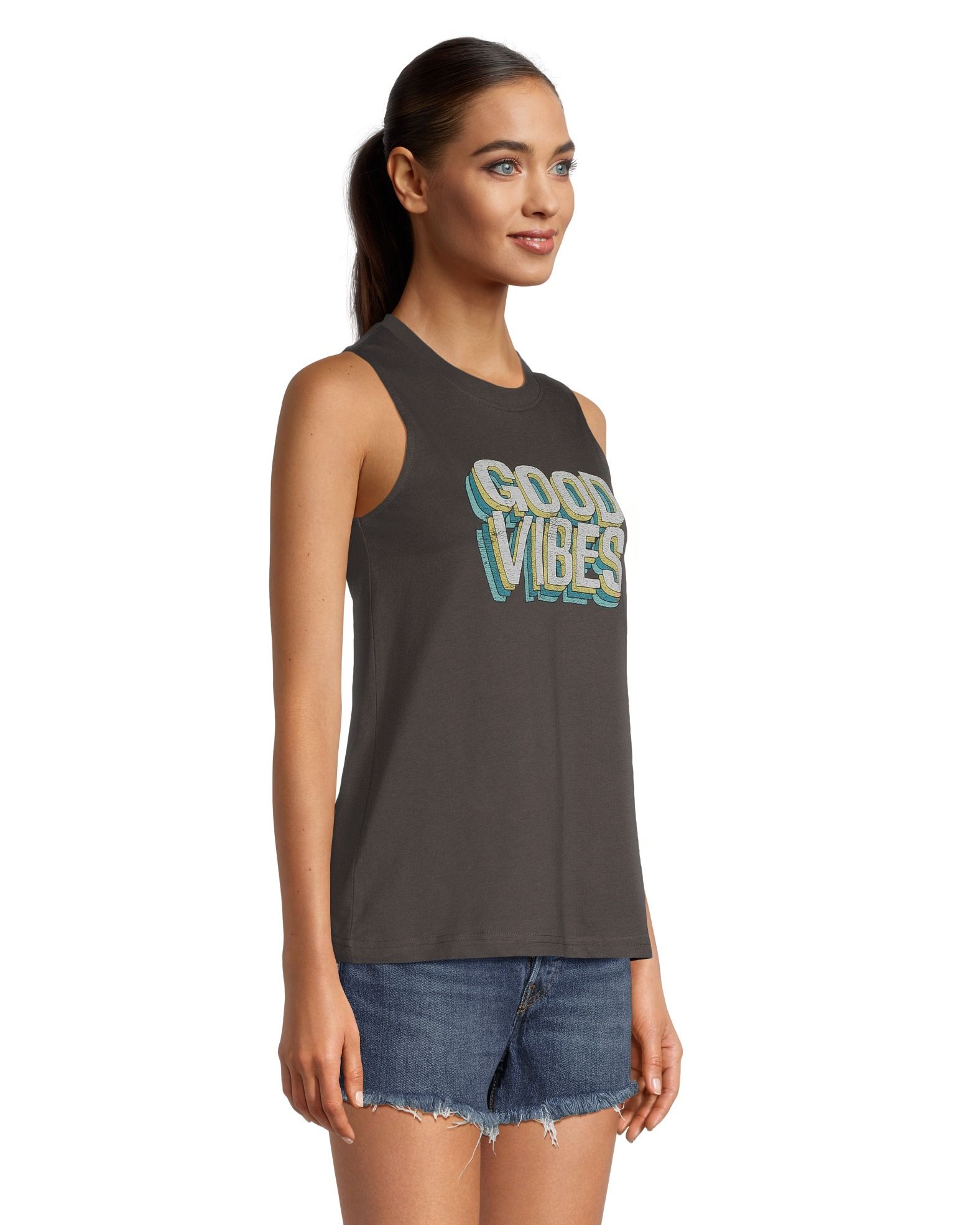 FarWest Women's Sleeveless Graphic T Shirt Marks