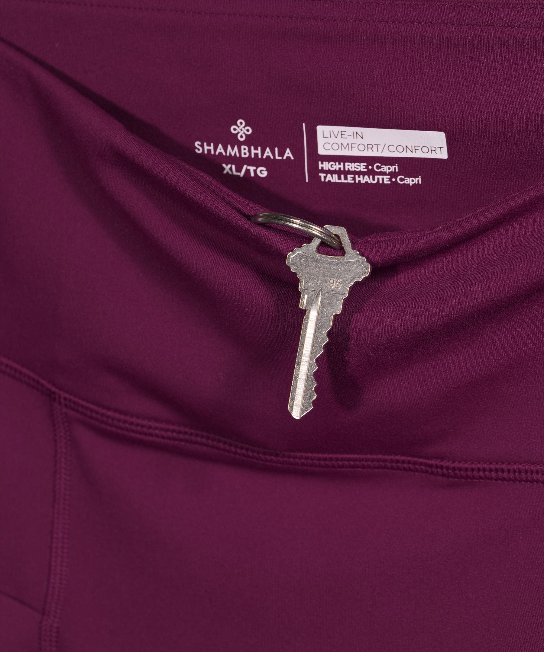 Legging court confortable à taille haute avec poche pour femmes, Shambhala