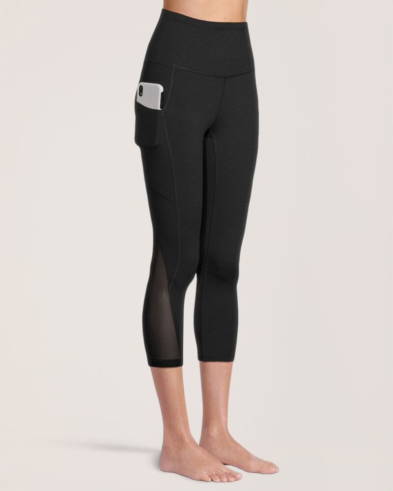Legging court taille haute en maille confortable avec poches pour femme, Shambhala