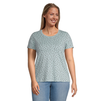 T-shirt à manches courtes et à col arrondi en coton flammé pour femmes, Denver Hayes Front_Flat