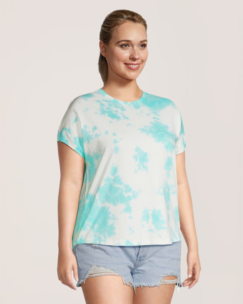 T-shirt à manches courtes teint par nœud pour femmes, FarWest