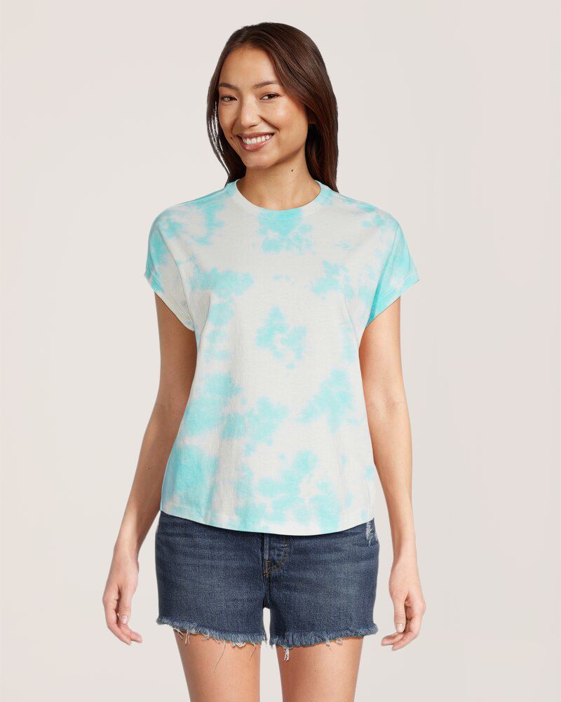 T-shirt à manches courtes teint par nœud pour femmes, FarWest